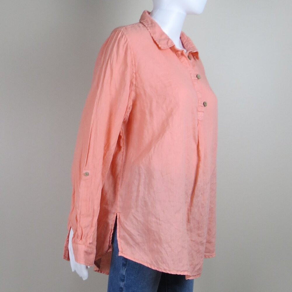 Sigrid Olsen 100% Linen Tunic Top Size Large Peac… - image 5